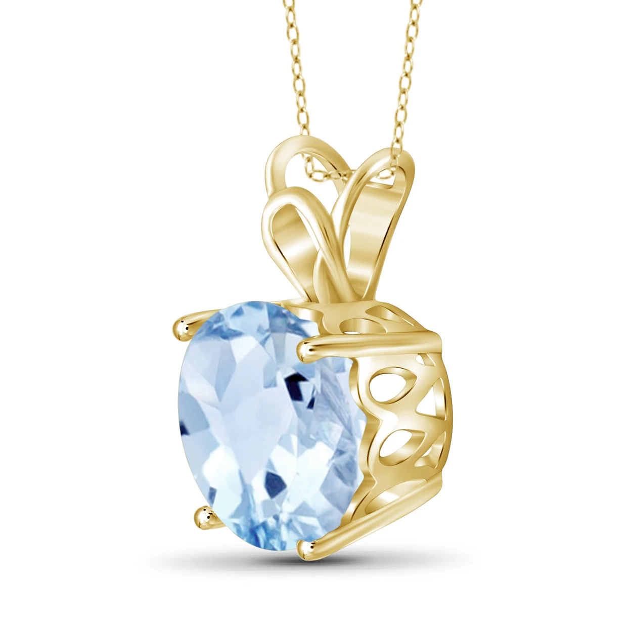 JewelonFire 5 3/4 Carat T.G.W. Sky Blue Topaz 14kt Gold Over Silver Pendant (1)