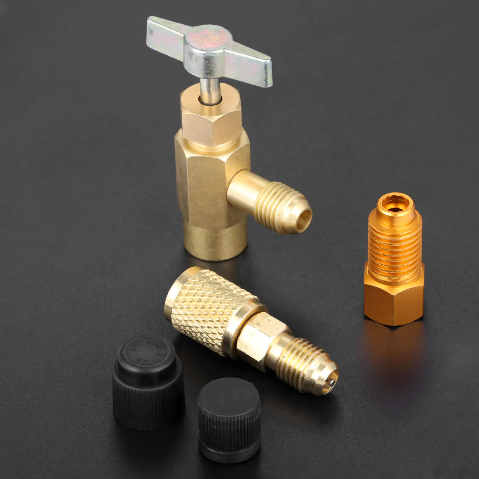 5 шт. R1234yf хладагент Can Tap 1/2 &quotACME LH Female 1/4&quot SAE Male AC флакон инструмент