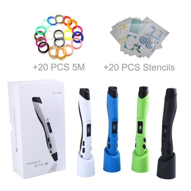Special Price RU-SUNLU SL-300 Children doodle toy 3D pen optional with 22 bags of 5M PLA filament and LCD control temp. safe for children use