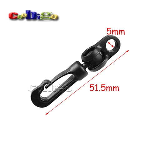 50pcs Pack 5mm Black Plastic Rotary Snap Hook Clips for Bags Backpack