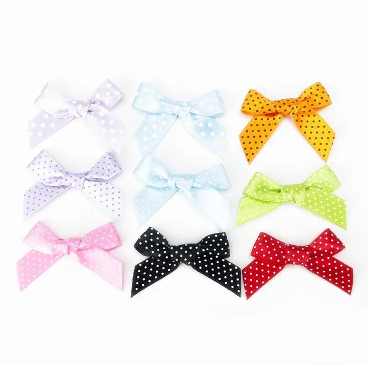 

500pcs DHL free shipping Polka Dot Satin Ribbon Bows Perfect for sewing Bows Ribbon Applique Embellishment for Crafts, DIY