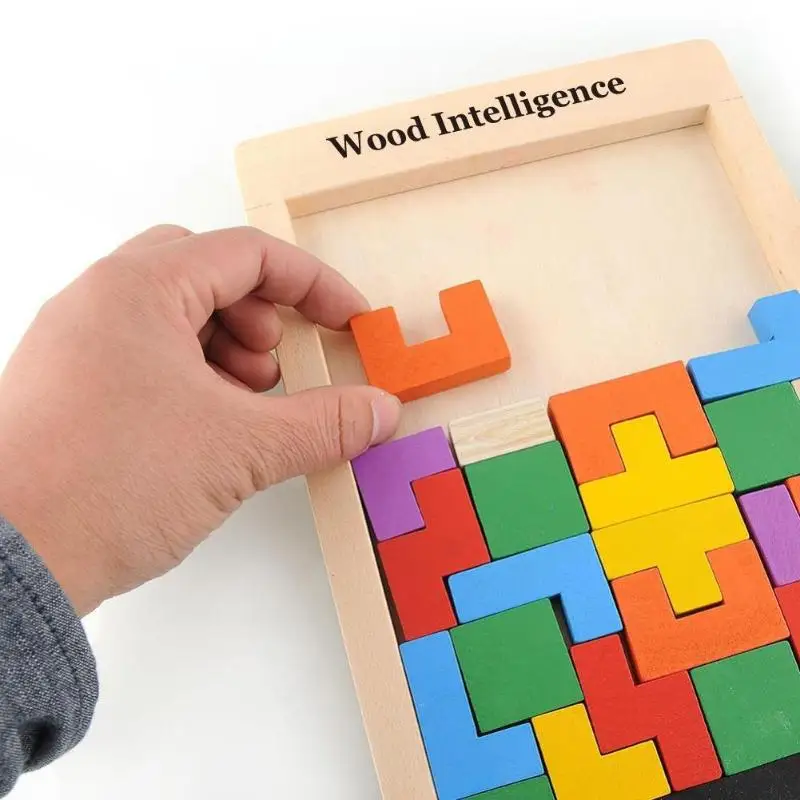 

Colorful 3D Wooden Tangram Brain Teaser Puzzle Toys DIY Tetris Game Kid Preshcool Educational Toy Jigsaw Board Intelligence Gift