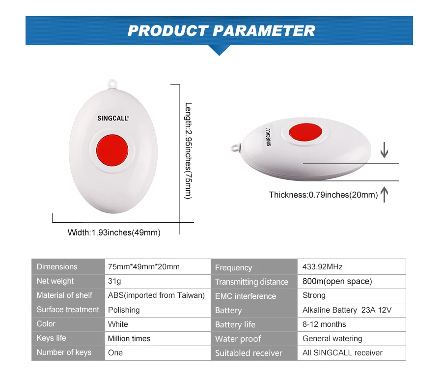 SINGCALL Беспроводная медицинская кнопка вызова системы. Пейджер сервис. Умный уход две кнопки вызова и уход пейджер медсестры сигнализация