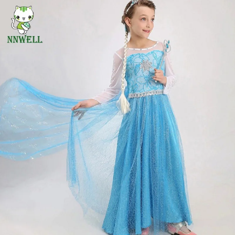 

NNW 2017 Summer Cartoon Character Princess Lace Long Dress Kids Party Birthday Evening Wedding Prom Dress 3Y-8Y