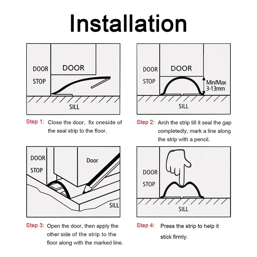slashome Under Door Draft Stopper 36 inch Foldable Strip Bottom Guard Protector Double Sided Noise Blocke Suitable for Door Gap Below 0.7 inches