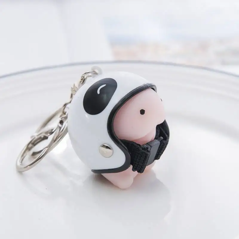 

Cute Cartoon Bear Panda Helmet Keychain Cure Decor Gift Funny Toy Keyring Car Decoration New