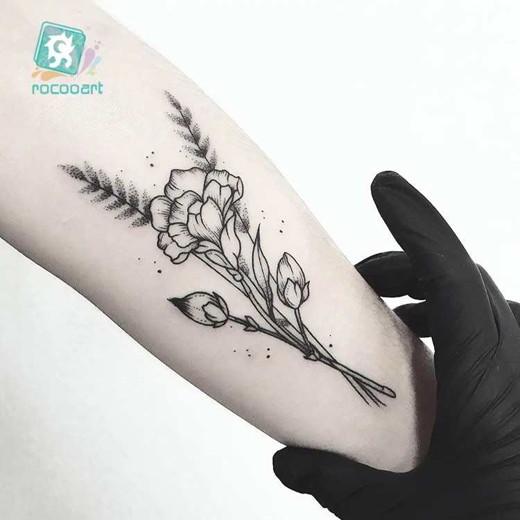 

Rocooart HC-305 Simple and Black Flower Design on Wrist Hand Temporary Body Fake Taty Waterproof Tattoo Sticker