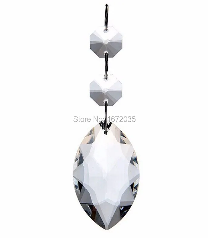 30pcs 50mm Clear Crystal Drop Pendant + Octagon Bead Lighting Pendant Glass Crystals For Chandelier Wedding Decoration