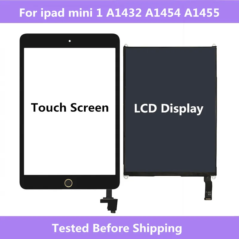 Дешево Для ipad mini 1 сенсорный экран дигитайзер панель и ЖК экран Запасные части для ipad mini 1 A1432 A1454 A1455 планшет