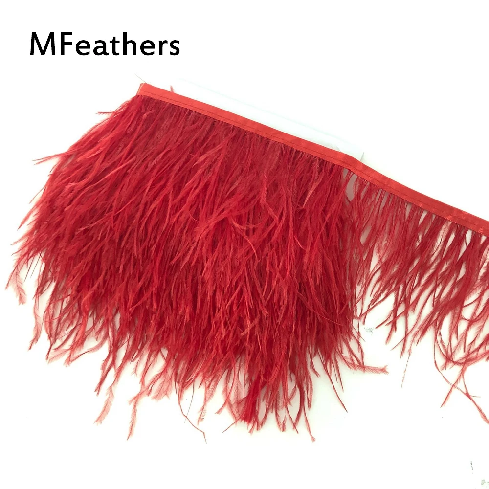 

8-10cm&10-15cm Red Color Dyed ostrich feather trims DIY Feather fringes lace for sewing materials cloth accessorys Feather belts