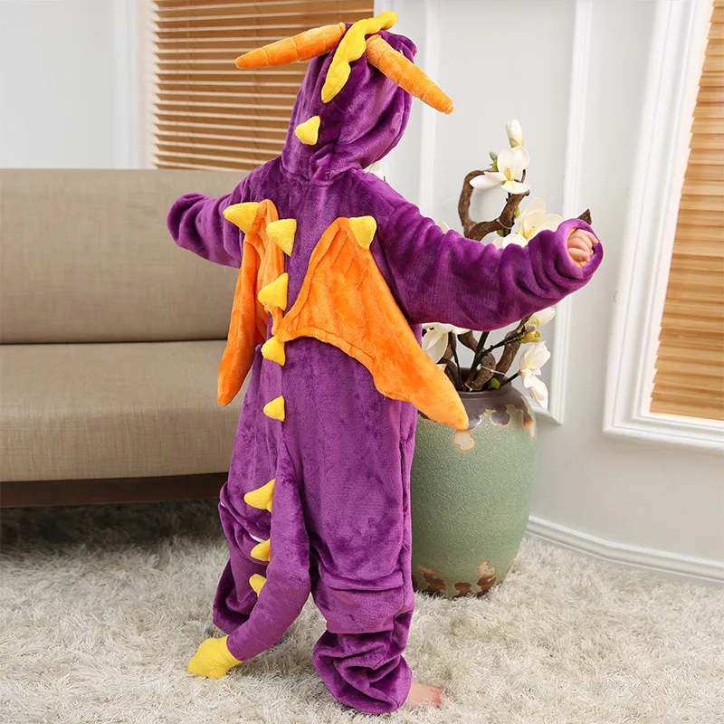 EOICIOI новый фиолетовый дракон детские пижамы для мальчиков и девочек фланелевые Косплэй Onesie Зима Детская одежда для сна рождественские
