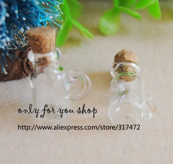 

Promotion!! 20pcs/lot cup shape clear glass vial glass bottle with cork DIY jewelry pendant