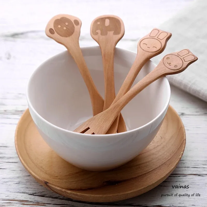 2 шт. hildren деревянный суп вилка детская ложка столовые приборы для младенцев
