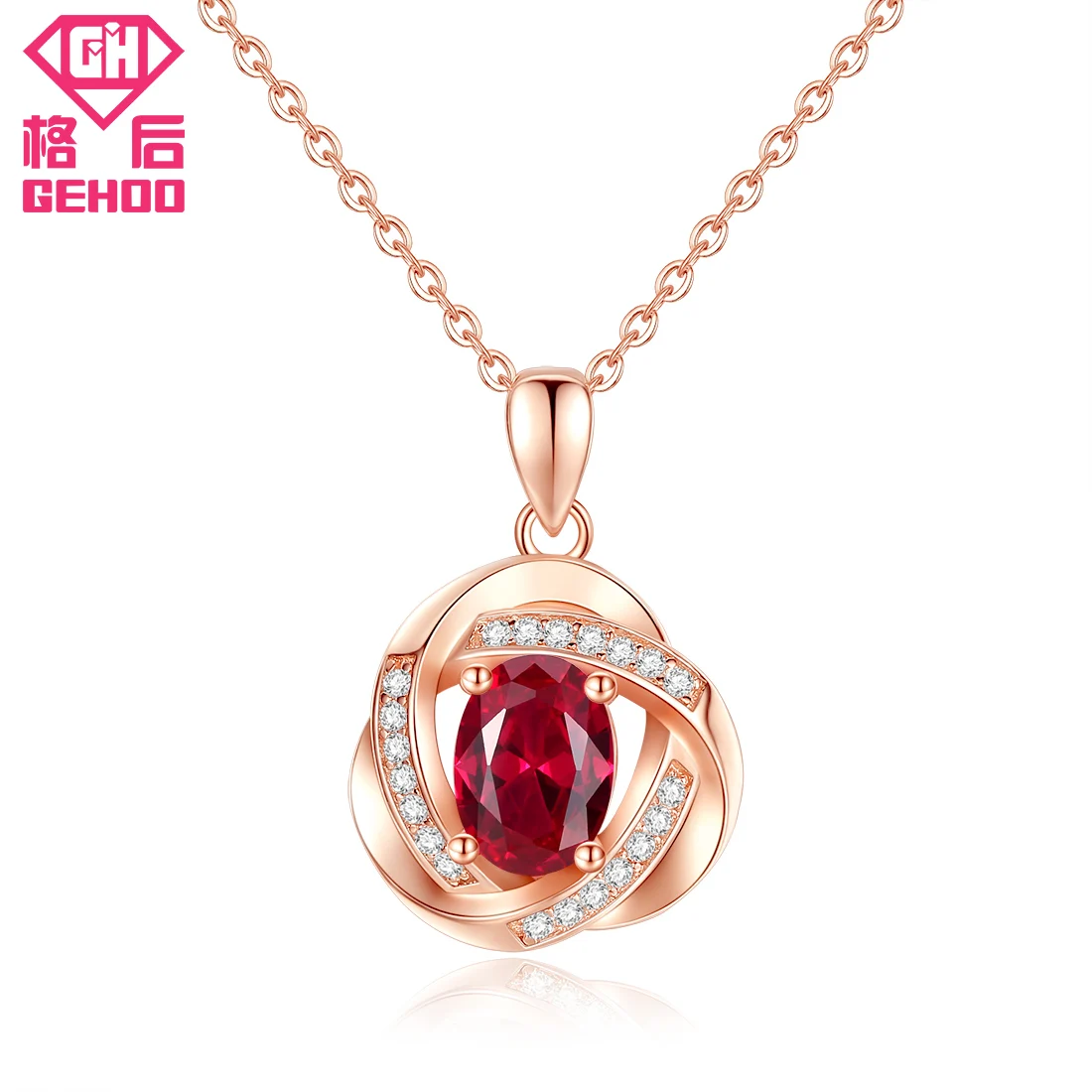 

GEHOO New 925 Sterling Silver Necklaces & Pendants For Women Ladies Girls Nice Gifts Cubic Zirconia Jewelry Rose Golden Chain