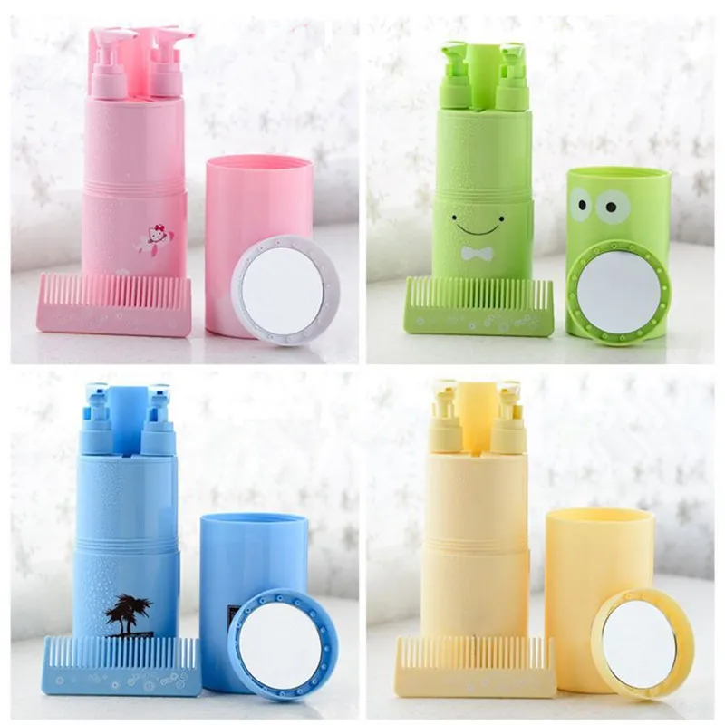 

Portable Toothbrush Cup Box Shampoo Shower Gel Case For Travel Camping Hot Sale Gel Container Mirror Comb Kit New