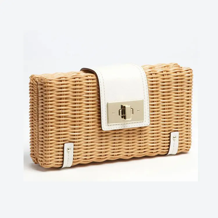

2019 new handmade fashion rattan handbags clutch bag clutch bag wallet phone bag high-end small bag real leather matching