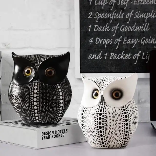 

Popular Minimalist Black and White Owl Home Decorations Resin Owl Accessories Living Room Ornaments Crafts , Best Gift