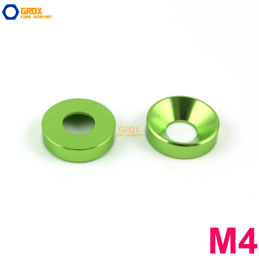 Aluminum Alloy Green Color M4 4mm Countersunk Head Washers Bolt Screw Cup