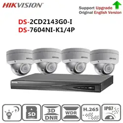 Hikvision видео Камера наблюдения комплект видеонаблюдения 4 К NVR DS-7604NI-K1/4 P и 4MP IP ИК Камера DS-2CD2143GO-I p2p удаленного Камера для дома