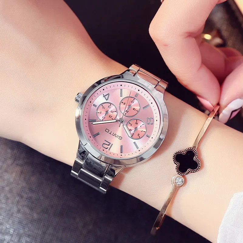 GIMTO Small Brand Rose Gold Women Watch Steel Luxury Ladies Watch Creative Girl Quartz Wristwatch Clock Montre Relogio Feminino