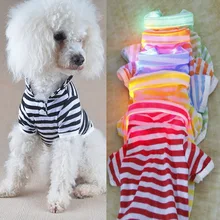 Светодиодный светящийся полосатый Домашние животные собака щенок футболка хлопок короткий рукав одежда XH8Z