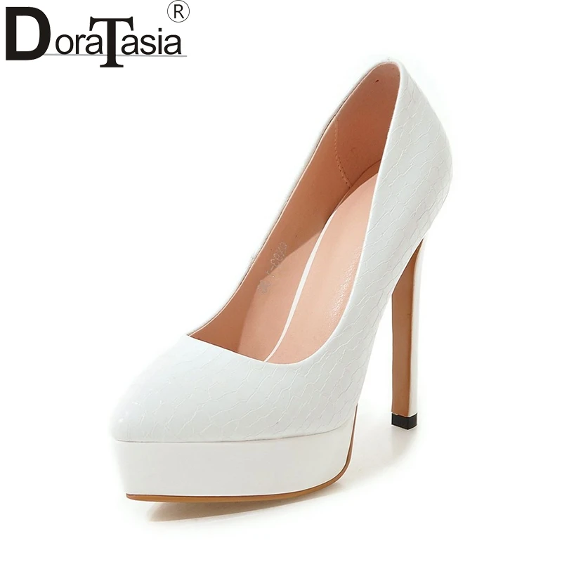 

DoraTasia large size 34-43 brand shoes women sexy pointed toe super high heels party wedding bride pumps woman shoes