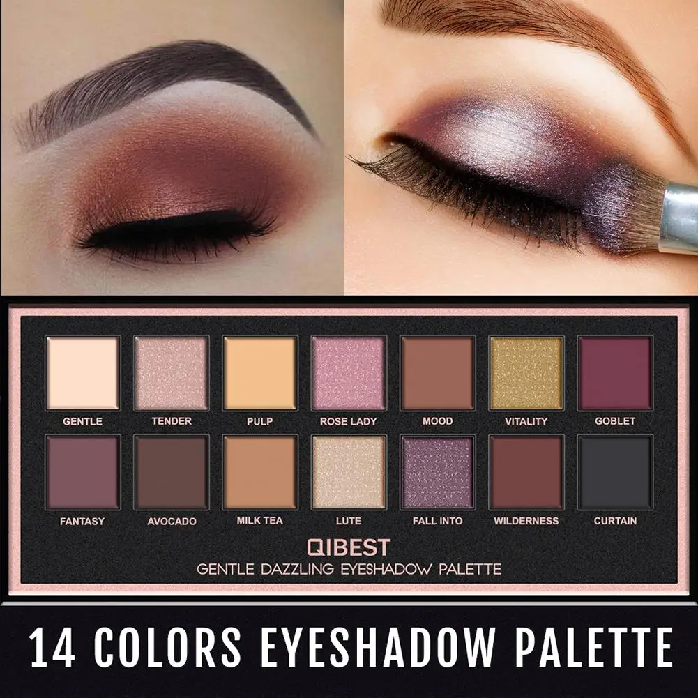 

14 Colors Shimmer Pearlescent Eyeshadow Palette Glitter Pigment Matte Makeup
