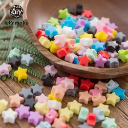 Let's make Baby Teether 20pc Silicone Beads Star Teething Food Grade BPA Free Chewable Silicone Beads Nursing Baby Teether
