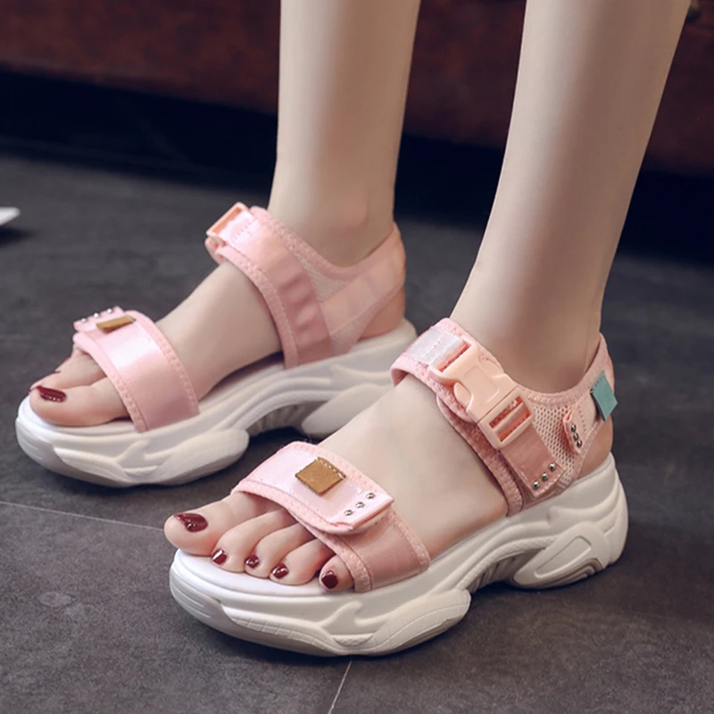 2019 New Fashion Summer Comfort Platform Sandals Women Shoes Femme Wedge Chunky Sandals Casual Sport Sneakers sandalias mujer