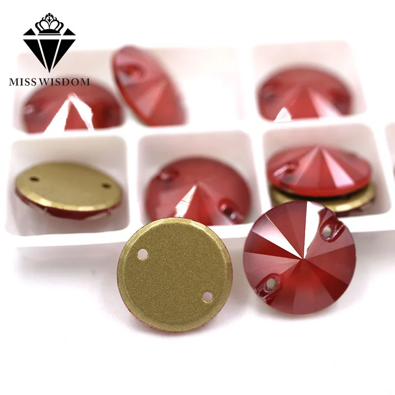 

New Hot Flatback glass sew on rhinestones double hole Round shape Red zircon Mocha crystal rhinestone diy clothing accessories
