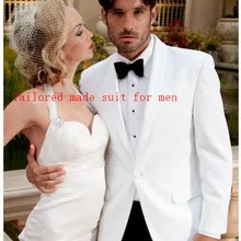Модный Изготовленный На Заказ Белый Ivoly жених смокинг шаль лацкан одна кнопка Свадебный Мужской костюм для жениха костюмы(куртка+ брюки+ галстук