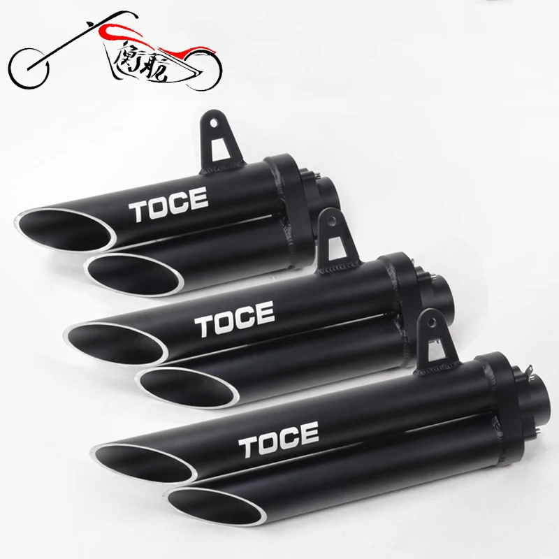 36 51mm Universal Motorcycle Double Exhaust Muffler Pipe for toce