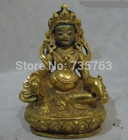 

xiuli 001730 Tibet Fane 100% Pure Bronze 24K Gold Yellow Jambhala God of wealth Buddha Statue