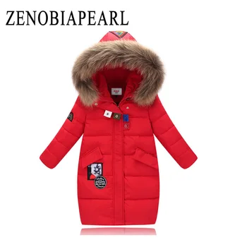 

ZENOBIAPEARL Girls Down Coat Winter Fur collar White Duck Down Warm Snowsuits Waterproof Windproof Outdoors Children Coat