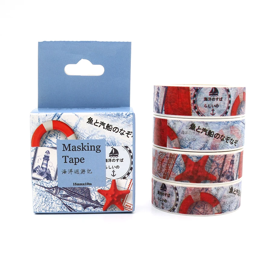 

Box Package Cruise Ocean Washi Tape Masking Tape Decorative Scrapbooking Office Adhesive DIY Sticker Label Tape 10m*15mm