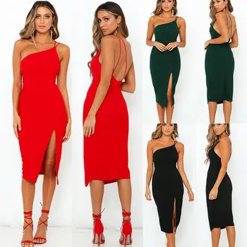 

US Women's Sexy Sleeveless Bodycon Dress Backless Spaghetti Strap Evening Party Beach Dresses 2019 New