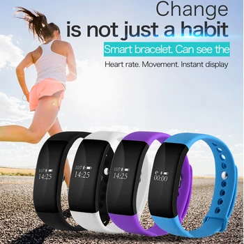 

V66 Sport Pedometers for Android IOS Calorie Counter Pedometers Waterproof Wrist Watch Bracelet Heart Rate Monitor for Running