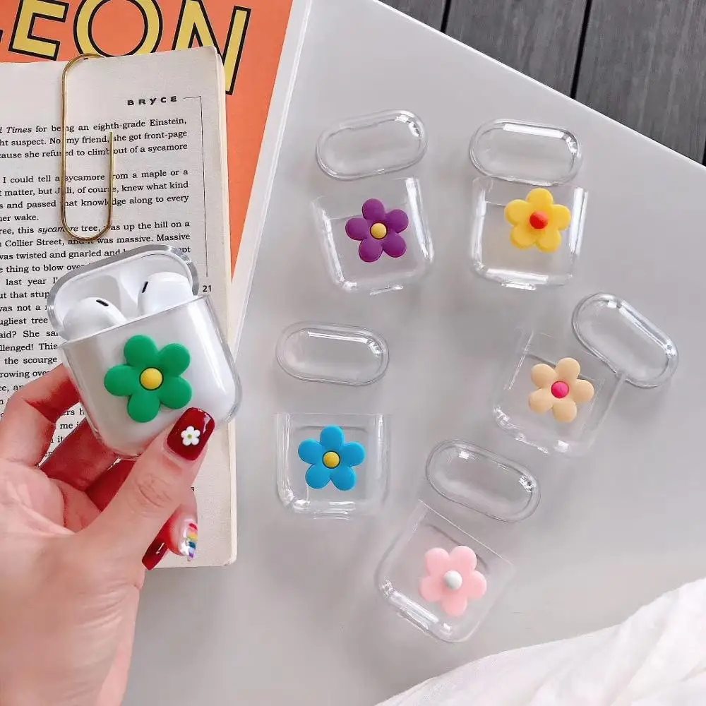 

For AirPods Case Transparent Plastic colorful flower Cover For iphone Bluetooth Earphone Case sFor Air pods 2 Headphone case