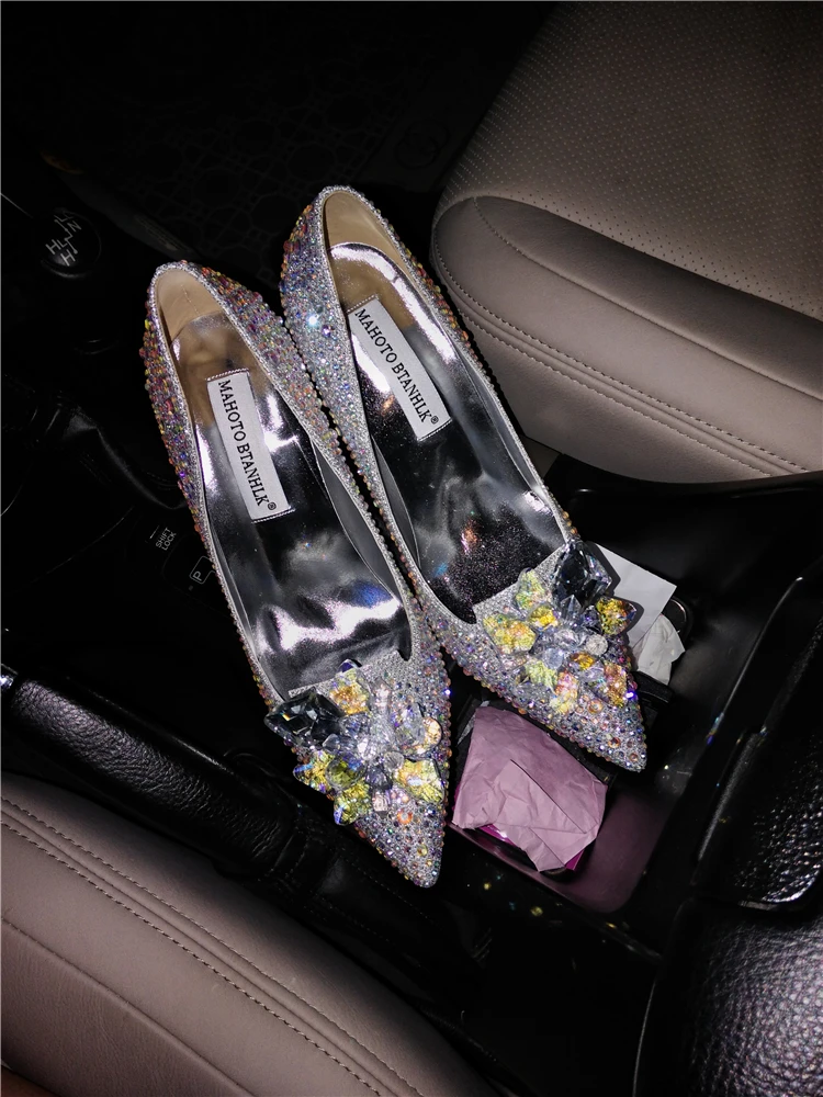 Г., обувь Золушки с украшением в виде кристаллов для костюмированной вечеринки женские модные вечерние туфли на высоком каблуке, украшенные стразами