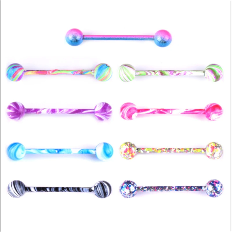 

Hot Sale Fashion Helix Tongue Rings Piercing Multicolor Punk Labret Rings Barbell Piercing Women Nipple Ear Bone Body Jewelry