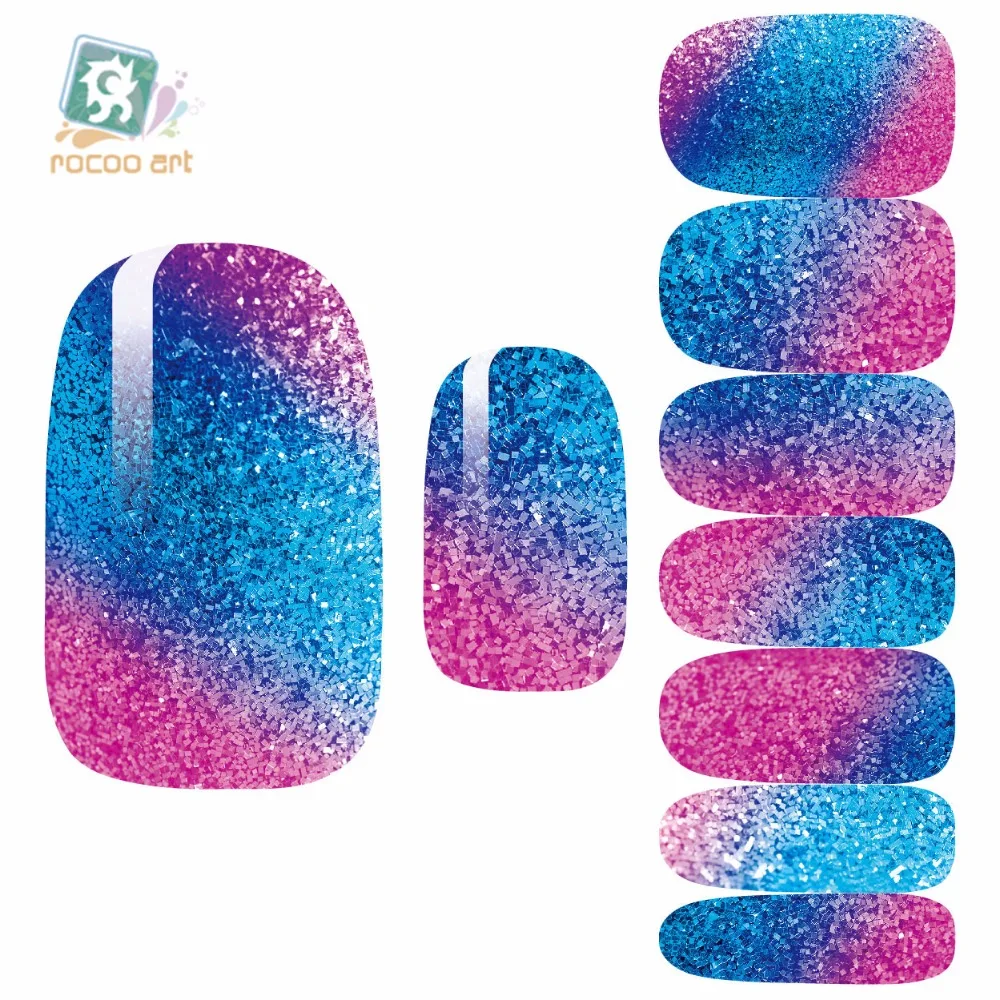 Rocooart K5722B цветная блестящая маникюрная наклейка устойчивая к растворению фольга