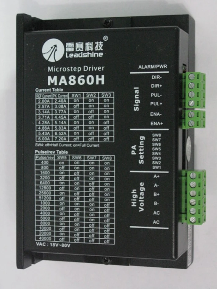 

Leadshine 2 phase stepper Driver MA860H work 24-80 VDC out1.8A to 7.2A fit NAME 34 Stepper motor 3.5NM or 4.5NM