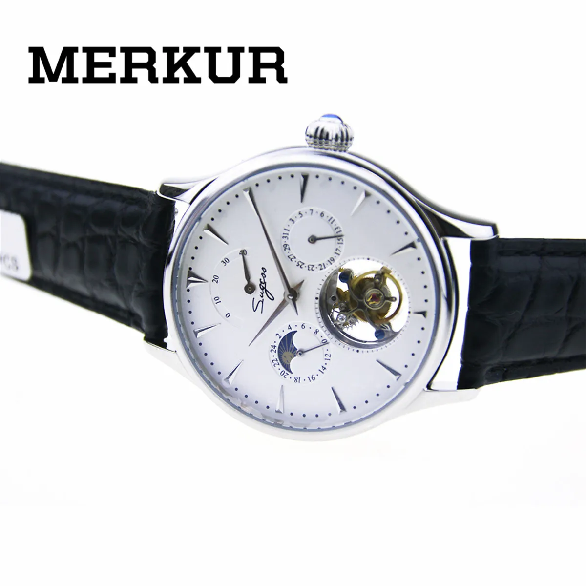 

SEAGULL Movement Sugess Tourbillon Mens Wrist watch Hand Winding Calendar Power reserve Mechanical