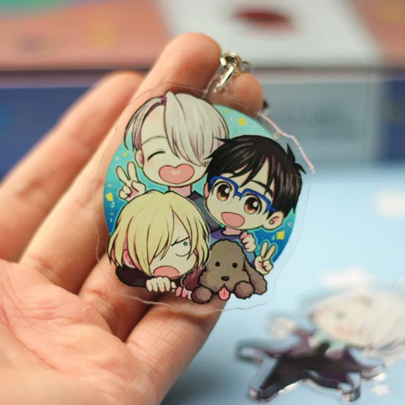 

2017 Jewelry Anime Yuri!!! on Ice Keychain Victor Nikiforov Yuri Katsuki Pendant Keyring Cute Character Figure Phone Bag Charm