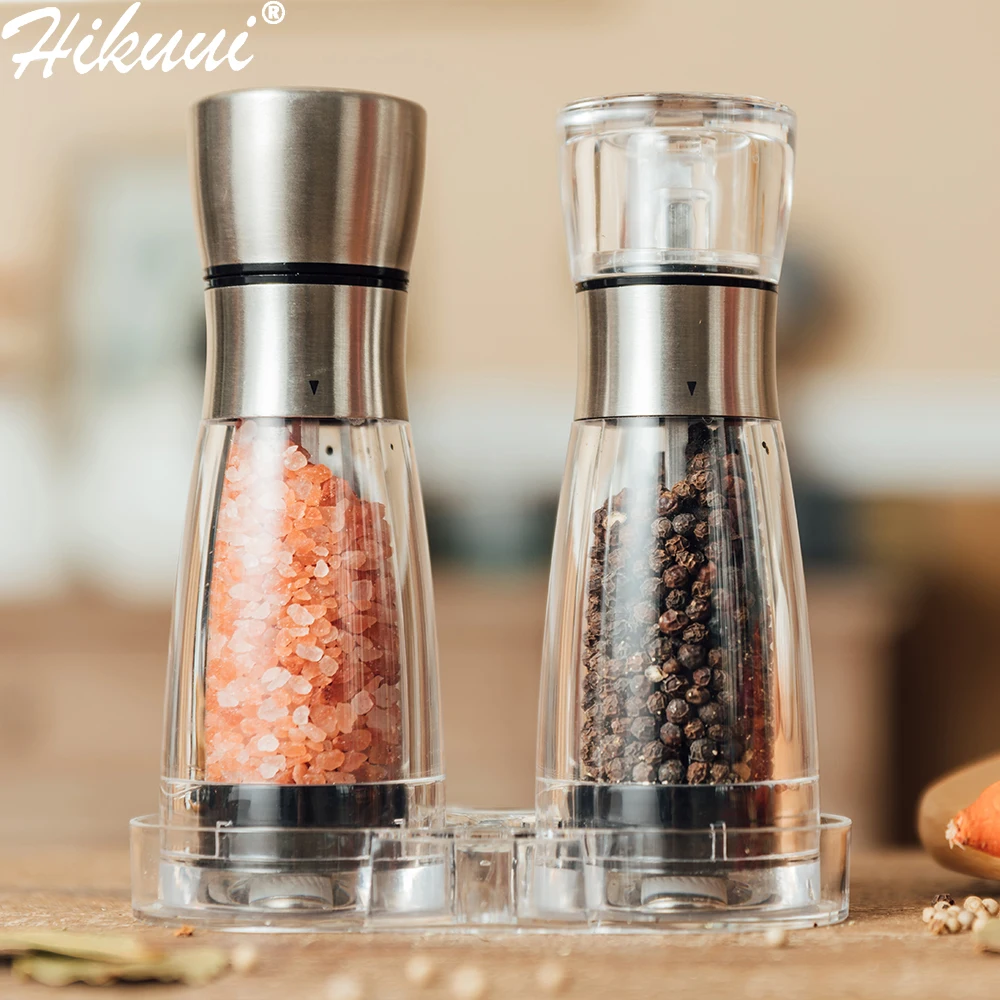 

Manual Salt and Pepper Grinder Stainless Steel Pepper Mills Arylic Bottle Ceramic Grinding Core PeperTools Kitchen BBQ Gadgets