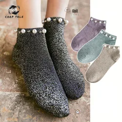 Summer socks fashion pearl female silky sequins transparent antibacterial anti-foot socks socks stockings 2019 ladies socks Summer socks fashion pearl female silky sequins transparent antibacterial anti-foot socks socks stockings 2019 ladies socks