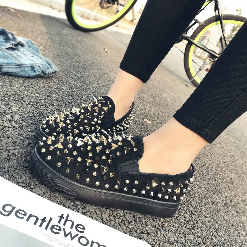 women's sports shoes spring and autumn running shoes women's thick bottom sneakers women rivet punk Trainers  shoes  KB-46
