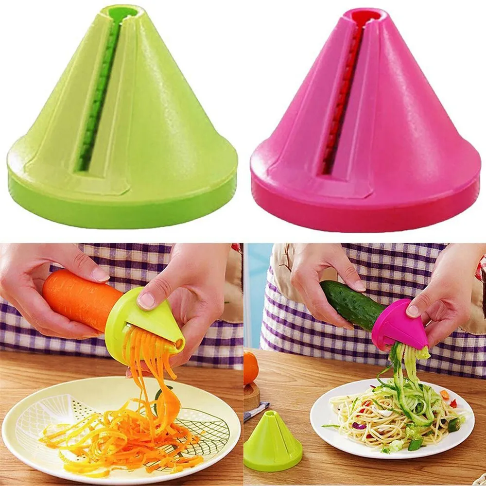 

2Pcs/set Funnel Model Spiral Slicer Vegetable Shred Fruit Vegetable Cutter Gadgets Carrot Radish Cucumber Shredded Decor Slice