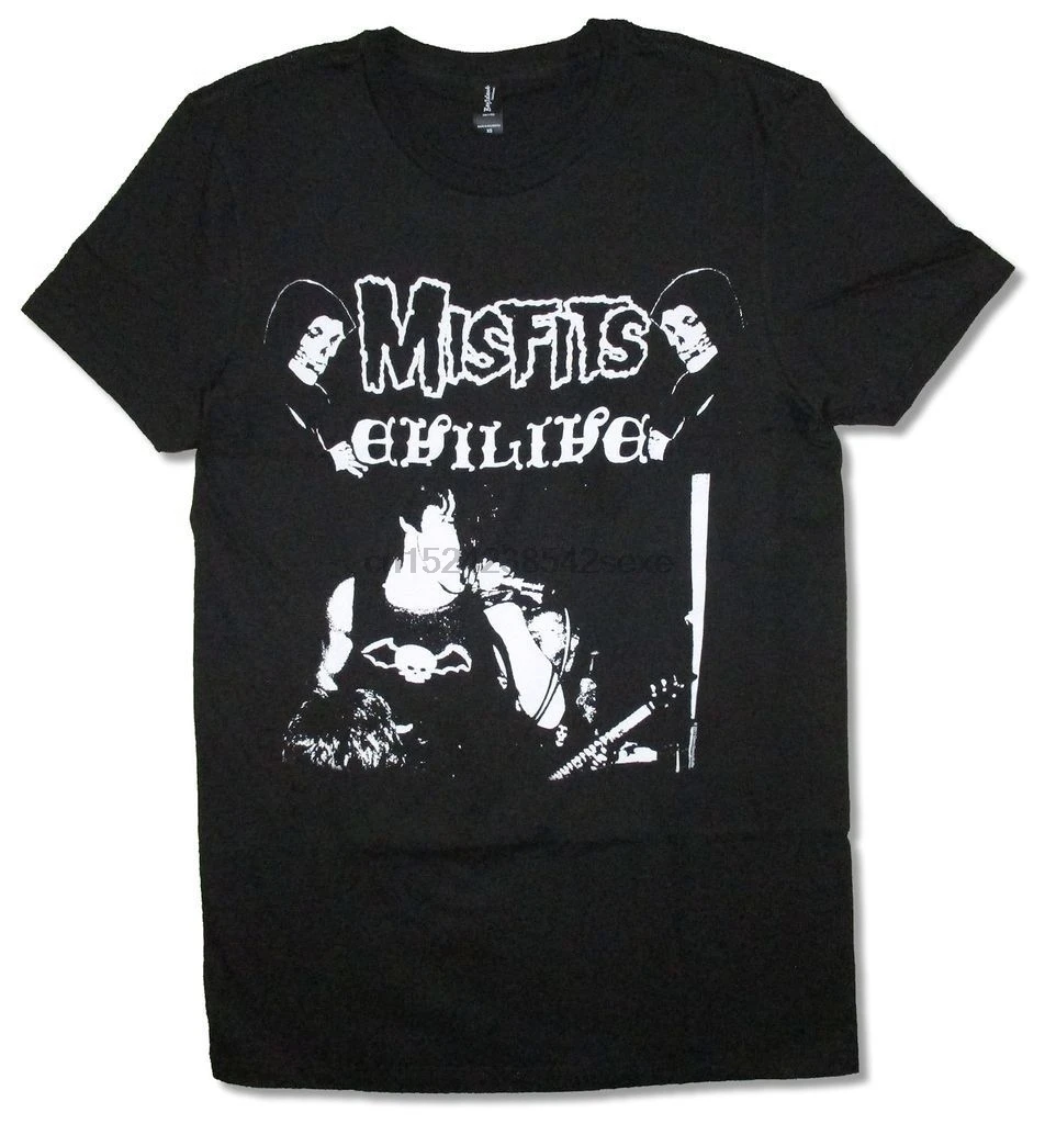 

The Misfits Evilive Black T Shirt New Official Punk Rock Fiend Skeleton