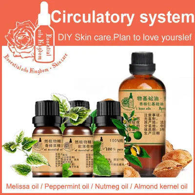 Skin Care 100% Pure Plant Essential Oil Melissa / Peppermint / Nutmeg Oil / Apricot Kernel 10ml Nervous Circulatory system